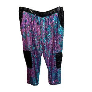 Jaded London Revolve Sequin Jogger Style Colorful Bright Elastic Waist Pants M